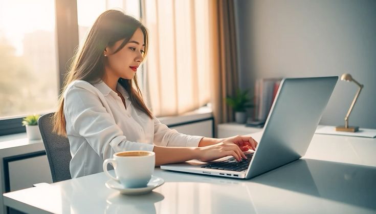 A small business owner looking thoughtfully at two silhouettes, one representing a virtual assistant working remotely on a laptop and another a full-time employee in an office setting, with a subtle question mark in between, symbolizing the hiring decisio